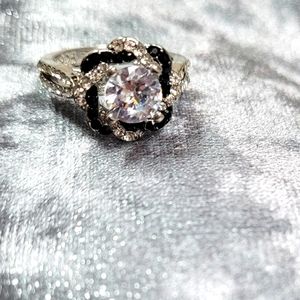 925S Gun Black Two-Color Rose Ring